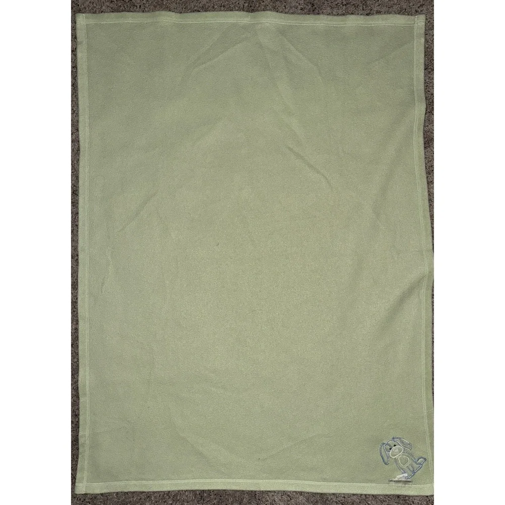 Vtg Pottery‎ Barn Baby Blanket Puppy Green 40